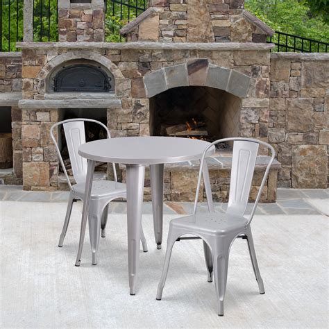 outdoor metal chairs and tables